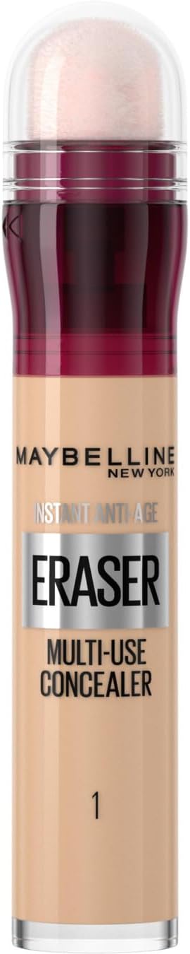 Maybelline Concealer Instant Anti Age Eraser Eye, Dark Circles and Blemish, Ultra Blendable Formula, Dermatologist Tested & Suitable for Sensitive Skin 01 Light