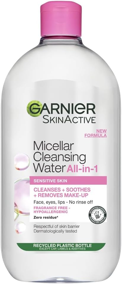 Garnier Micellar Cleansing Water, Gentle face Cleanser & Makeup Remover, Fragrance-Free, Vegan Formula, Suitable For All Skin Types, Even Sensitive, Skin Active, 700ml