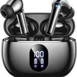 Wireless Earbuds, Bluetooth Ear Buds with Big Bass Stereo Sound, 48 Hours Playtime, Lightweight in-Ear Fit Earphones, IPX7, Hands-Free Calls with AI for iPhone, Android, Pad, Sports, Workout