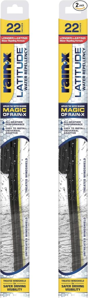 Rain-X 810165 Latitude 2-In-1 Water Repellent Wiper Blades, 22 Inch Windshield Wipers (Pack Of 2), Automotive Replacement Windshield Wiper Blades With Patented Rain-X Water Repellency Formula