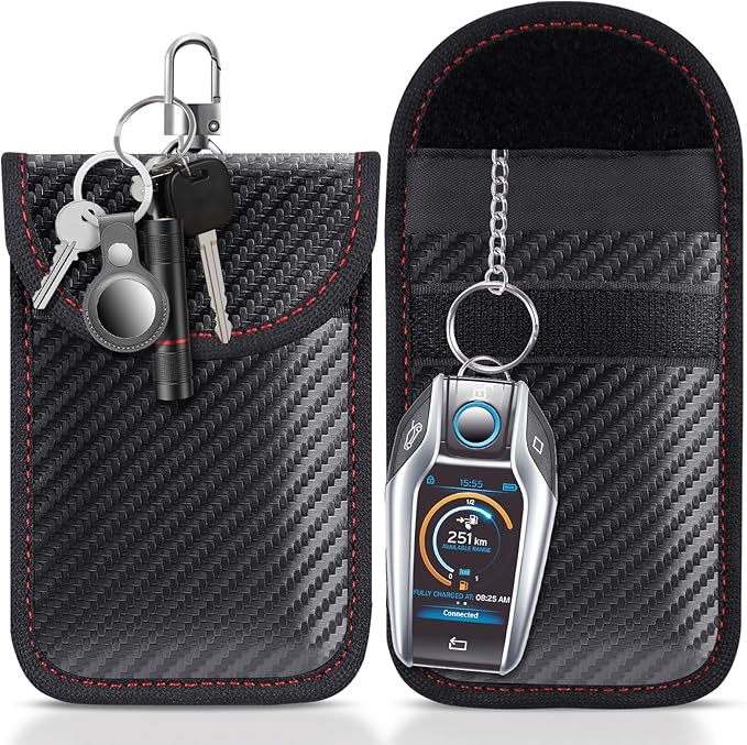 Faraday Pouch for car Keys,Faraday Bag | Car Key Signal Blocking Pouch | Keyless Entry Car Keys Case | RFID Blocker Bag for Car Security | Anti-theft Remote Entry Keyless Protect,Pack of 2