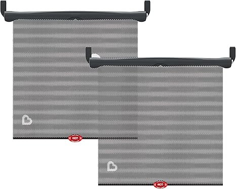 Munchkin® Brica® Sun Safety™ Car Window Roller Shade with White Hot® Heat Alert, Black, 2 Count (Pack of 1)